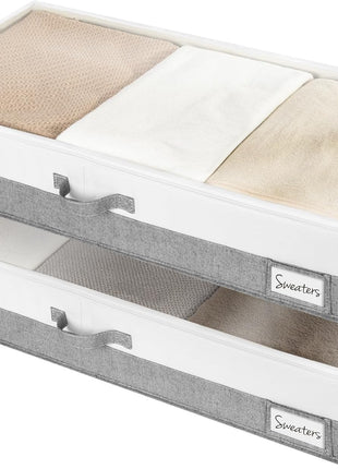 Under Bed Storage Containers with Handles and Label Holder, 2 Pack