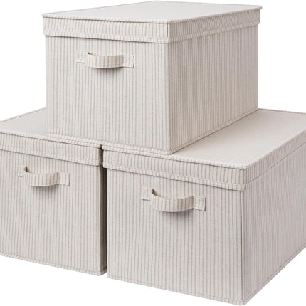 StorageWorks Lidded Large Storage Bins, Foldable Decorative Boxes, 3-Pack