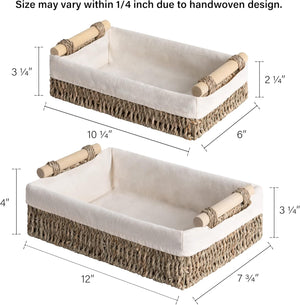 Small Seagrass Baskets for Organizing with Cotton Liner