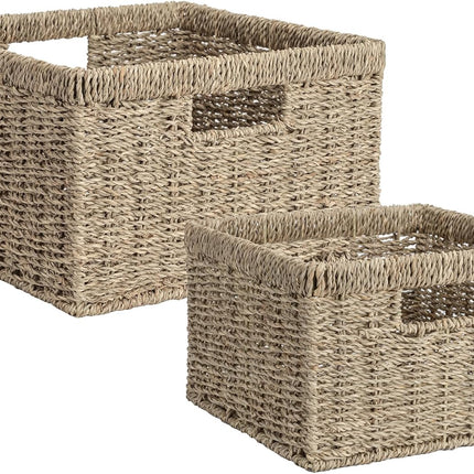 StorageWorks Wicker Storage Basket for Organizing, Set of 2, Large and Small
