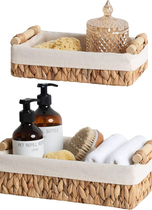 Small Wicker Baskets for Organizing with Natural Fiber Liner