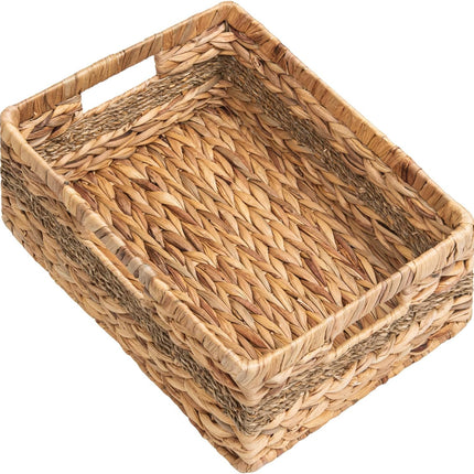 StorageWorks Large Rectangular Wicker Basket with Built-in Handles, 1 Pack