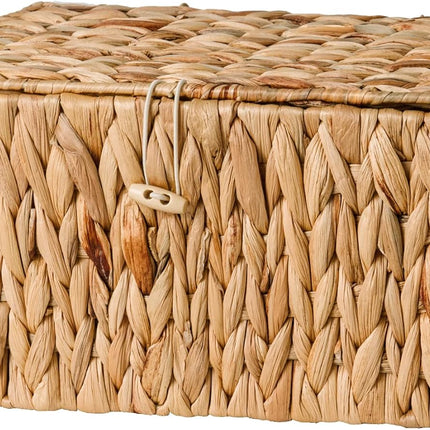StorageWorks Wicker Basket with Lid and  Built-in Handles, Storage Basket for Organizing