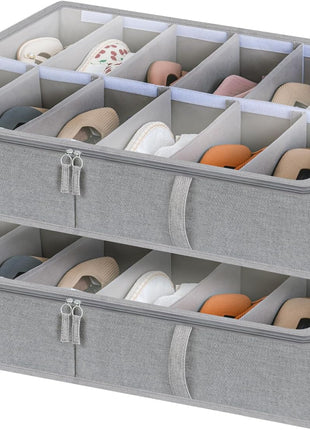 Under Bed Shoe Organizer for Closet, 2-Pack