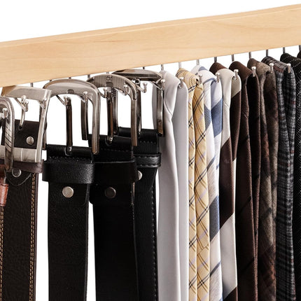 StorageWorks Tie Rack with Hooks, Wall-Mounted Wooden Hangers