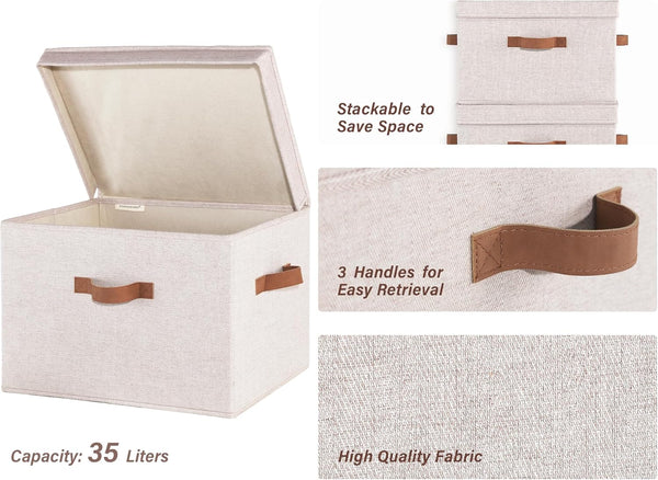 Fabric Storage Bins with Lid, 2-Pack