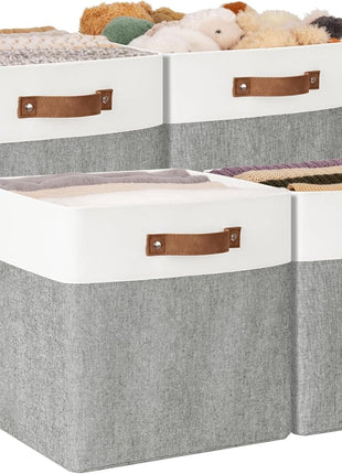 13x13 Inches Storage Cube, Fabric Storage Bins with PU Handles