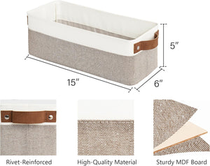 Narrow Storage Bins for Shelves, Large, Set of 2