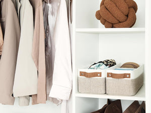 Narrow Storage Bins for Shelves, Large, Set of 2