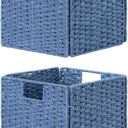 StorageWorks 11 inch Foldable Paper Rope Wicker Baskets for Organizing