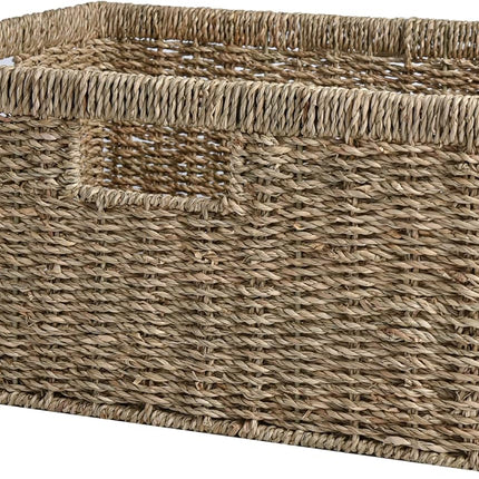 StorageWorks Large Rectangular Wicker Basket with Built-in Handles, 1 Pack