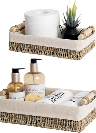 Small Wicker Baskets for Organizing with Natural Fiber Liner