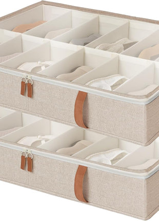 Under Bed Shoe Organizer for Closet, 2-Pack