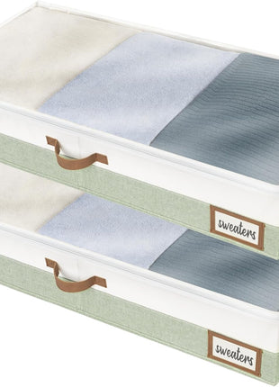 Under Bed Storage Containers with Handles and Label Holder, 2 Pack