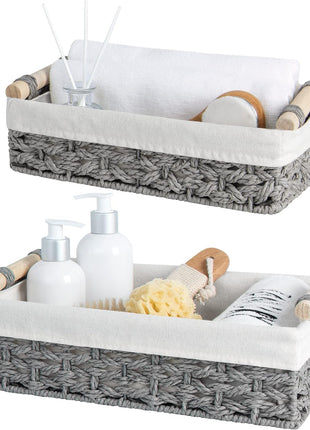 Small Wicker Baskets for Organizing with Natural Fiber Liner