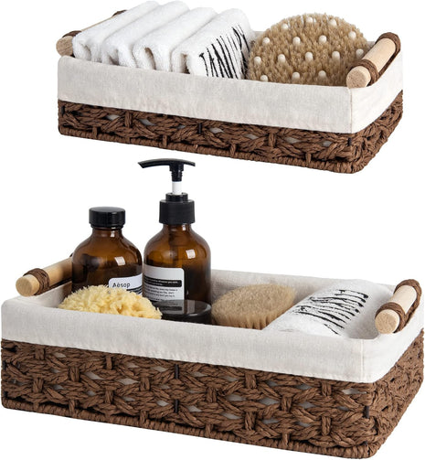Small Wicker Baskets for Organizing with Natural Fiber Liner