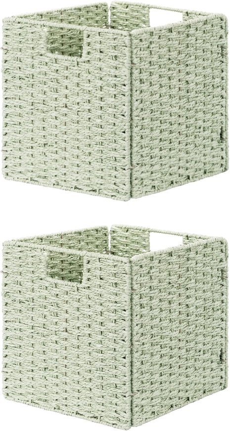 11 inch Foldable Paper Rope Wicker Baskets for Organizing