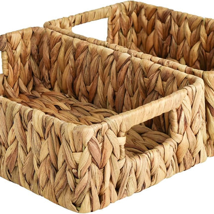 StorageWorks Rectangular Wicker Basket with Built-in Handles, 2 Pack