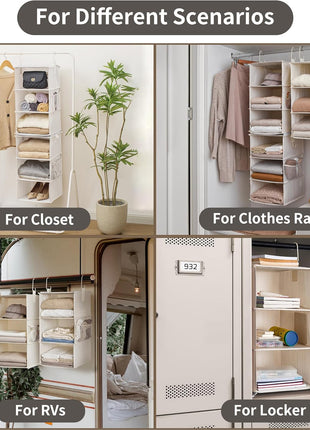 6-Shelf Jumbo Closet Organizers, Two 3-Shelf Separable Hanging Shelves