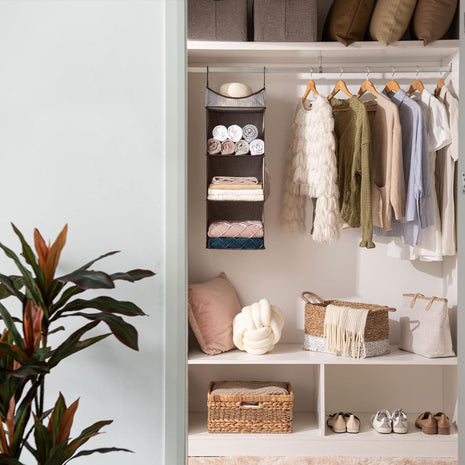 Hanging Closet Organizer, 3-Shelf Shelves with Top Shelf