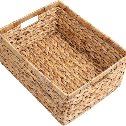 StorageWorks Large Rectangular Wicker Basket with Built-in Handles, 1 Pack