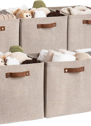 13x13 Inches Storage Cube, Fabric Storage Bins with PU Handles