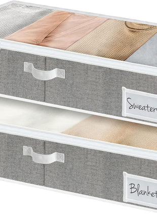 Under Bed Storage Containers with Handles and Label Holder, 2 Pack