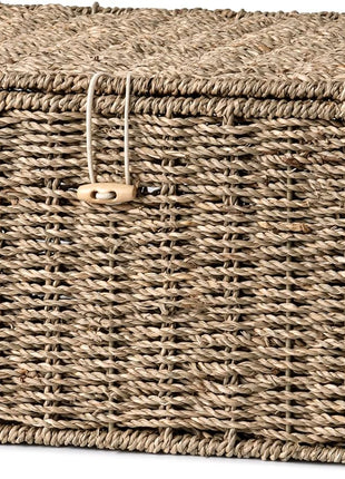 Wicker Basket with Lid and  Built-in Handles, Storage Basket for Organizing