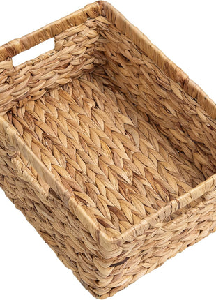 Large Rectangular Wicker Basket with Built-in Handles, 1 Pack