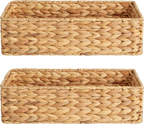Handwoven Wicker Baskets for Organizing, Toilet Paper Basket, 2 Pack