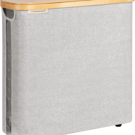 StorageWorks Toilet Paper Storage Basket, Papers Container with Bamboo Lid