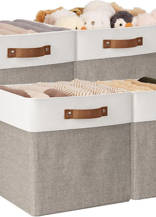13x13 Inches Storage Cube, Fabric Storage Bins with PU Handles