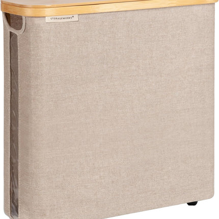 StorageWorks Toilet Paper Storage Basket, Papers Container with Bamboo Lid