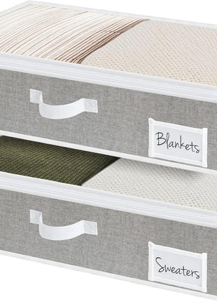 Under Bed Storage Containers with Handles and Label Holder, 2 Pack
