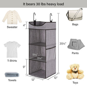 3-Shelf Hanging Closet Organizer with Top Shelf