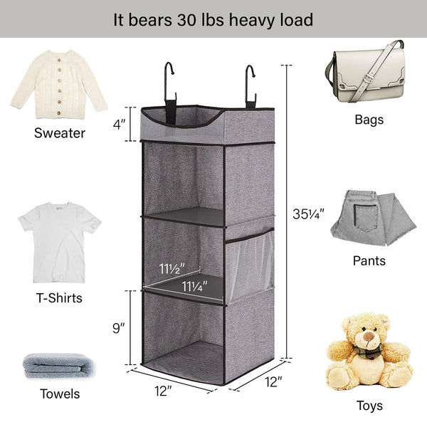3-Shelf Hanging Closet Organizer with Top Shelf
