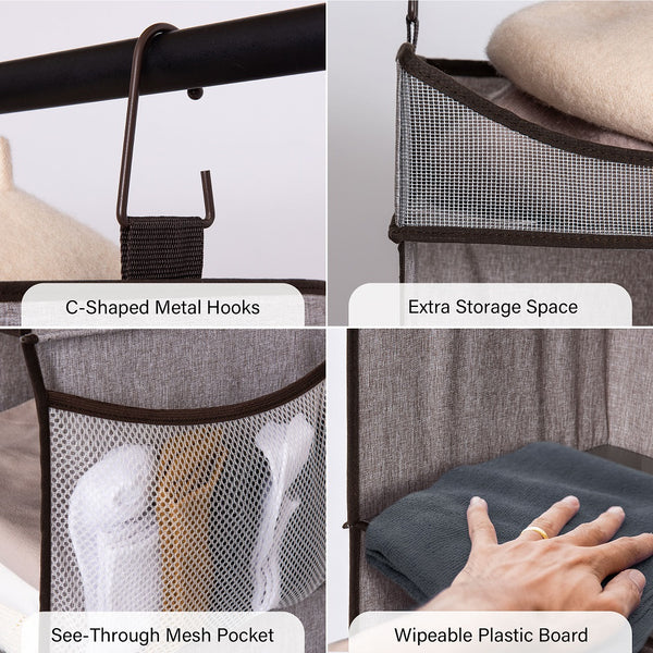 3-Shelf Hanging Closet Organizer with Top Shelf