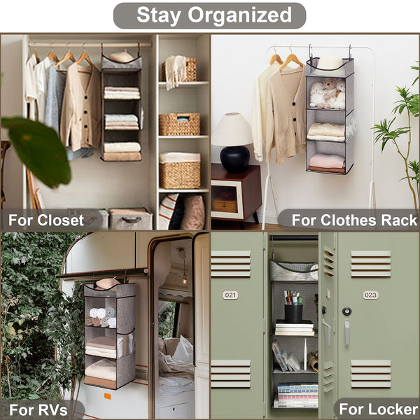 3-Shelf Hanging Closet Organizer with Top Shelf