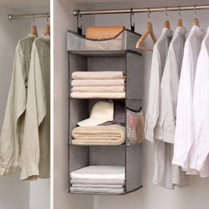 Hanging Closet Organizer, 3-Shelf Shelves with Top Shelf