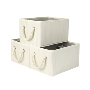 Storage Baskets for Shelves, Cotton Rope Handles, 3 Packs