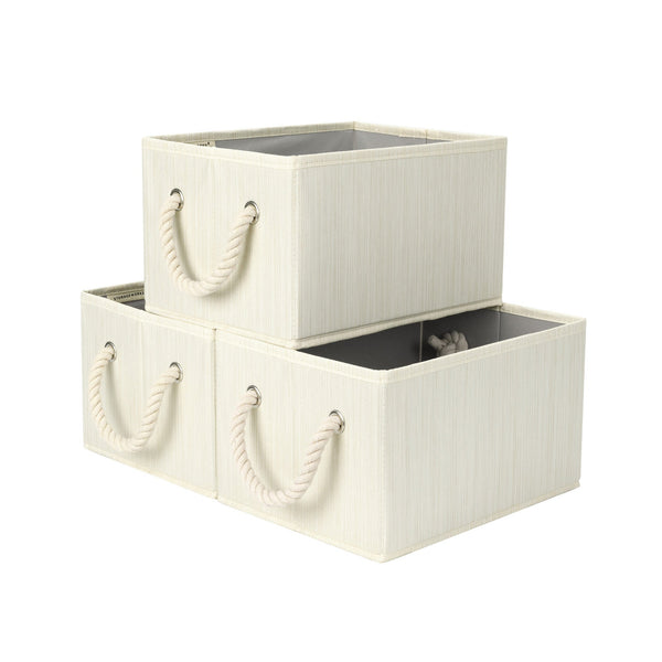 Storage Baskets for Shelves, Cotton Rope Handles, 3 Packs