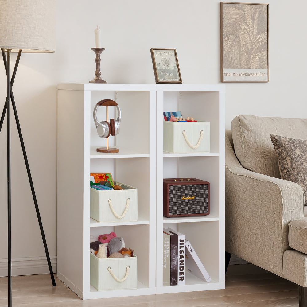 Storage Baskets for Shelves, Cotton Rope Handles, 3 Packs