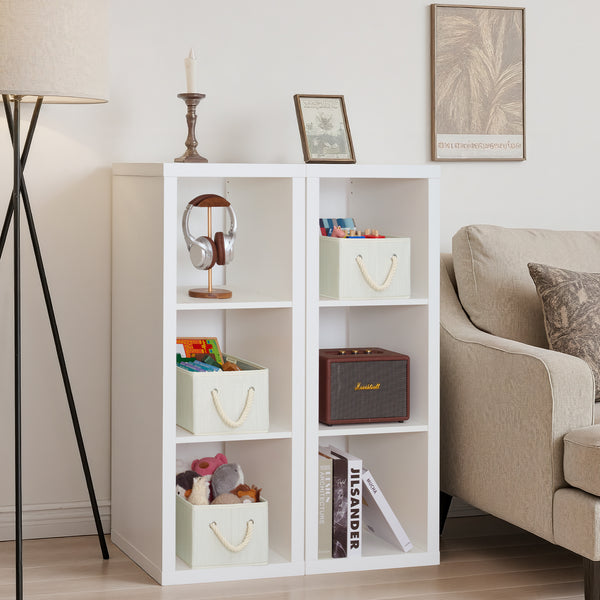 Storage Baskets for Shelves, Cotton Rope Handles, 3 Packs