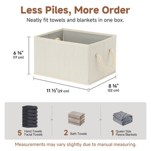 Storage Baskets for Shelves, Cotton Rope Handles, 3 Packs