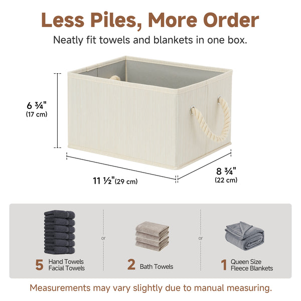 Storage Baskets for Shelves, Cotton Rope Handles, 3 Packs