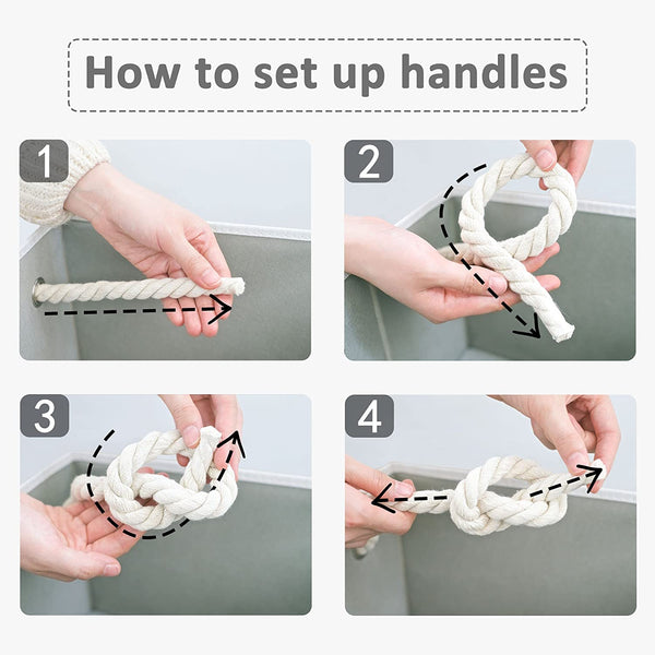 Lidded Large Storage Bins with Cotton Handles, 3-Pack