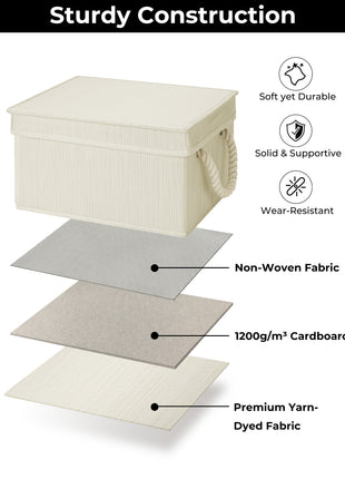 Lidded Large Storage Bins, Foldable Decorative Boxes, 3-Pack