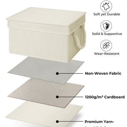 StorageWorks Lidded Large Storage Bins, Foldable Decorative Boxes, 3-Pack