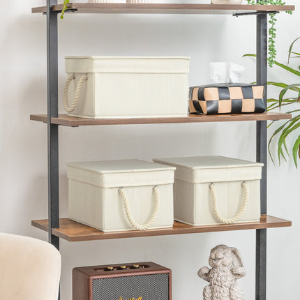 StorageWorks Lidded Large Storage Bins, Foldable Decorative Boxes, 3-Pack