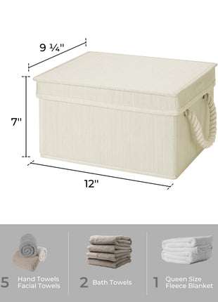Lidded Large Storage Bins, Foldable Decorative Boxes, 3-Pack